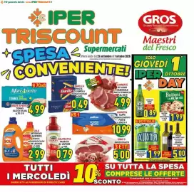 Volantino Iper Triscount Pagina 1: Sole detergente lavatrice bianco splendente/color €2,99, Poggio dei vigneti vino €5,00