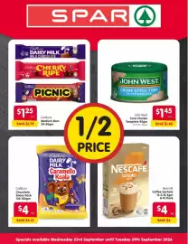 Spar catalogue week 39 Page 1: SPARA Cadbury DAIRY MILK MILK CHOCOLATE Cadbury CHERRY RIPE Cadbury eg PICNIC JOHN WEST CHUNK