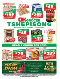 OK Grocer catalogue Page 1: Tastic Long Grain Parboiled White Rice €26,99, Lucky Star Pilchards Assorted €49,00
