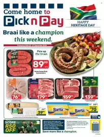 Pick n Pay catalogue Page 1: Bomb Squad Bulk Oukraal Wors €89,99, Bulk Lamb Braai Chops €179,99