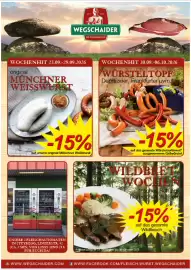 Wegschaider Flugblatt Seite 1: Original Münchner Weißwurst, Würsteltopf