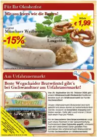 Wegschaider Flugblatt Seite 2: Für Ihr Oktoberfest Mit uns feiern wie die Bayern! original Münchner Weißwurst -15% frisch