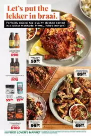 Food Lover's Market catalogue Page 10: Marinated chicken drumsticks €89,99, Chicken sosaties €99,99