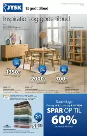 JYSK tilbudsavis Side 1: GUDERUP spisebordsstol €700,00, VESTERBY vitrine €3.299,00