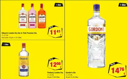Calle reklamblad Sida 11: Gibson's london dry gin el. pink premium gin €11,41, Finsbury London Dry €12,08