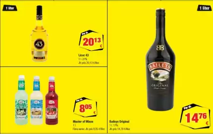 Calle reklamblad Sida 14: Licor 43 €20,13, Master of Mixes €8,05