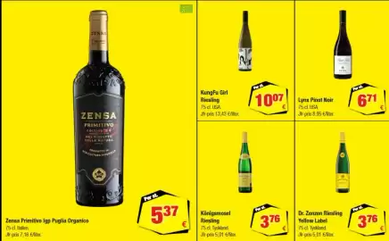Calle reklamblad Sida 22: Lynx Pinot Noir €6,71, Dr. Zenzen Riesling Yellow Label €3,76