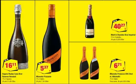 Calle reklamblad Sida 28: Moët & Chandon Brut Impérial €40,27, Mionetto Frizzante €537,00