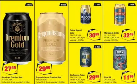 Calle reklamblad Sida 33: Mariestads Old Ox €32,49, Bron ipa €1.199,00