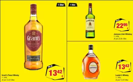 Calle reklamblad Sida 5: Jameson Irish Whiskey €22,95, Lauder's Whisky €13,42