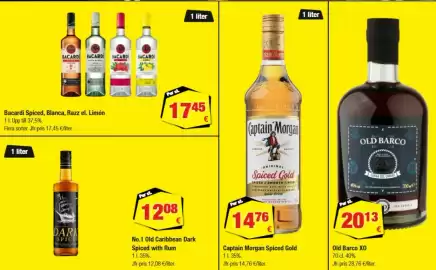 Calle reklamblad Sida 8: Bacardi Spiced, Blanca, Razz el. Limón €17,45, No.1 Old Caribbean Dark Spiced with Rum €12,08