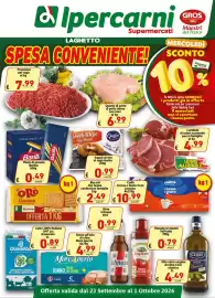 Volantino Ipercarni Pagina 1: Latte parzialmente scremato UHT Granarolo €0,89, Suppli di riso al ragù Garbo €0,99