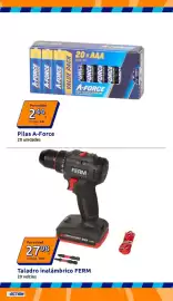 Catálogo Action semana 39 Página 6: Ferm taladro inalámbrico 20 voltios €27,98, Pilas A-Force €2,44