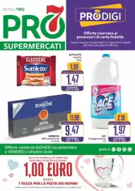 Volantino PRO7 Supermercati Pagina 1: ACE candeggina classica €1,97, Borbone caffè miscela decisa €9,47