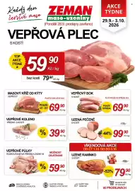 ZEMAN leták Strana 1: Vepřové půlky €59,90, Kýty masový kříž vepřový €69,90