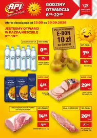 API MARKET gazetka tydzień 39 Strona 1: Kropla Beskidu n/gaz €0,99, Gruszki €7,99