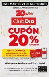 Folleto Supermercados DIA semana 39 Página 9: ESTE MARTES 29 DE SEPTIEMBRE EN TIENDAS, APP DIA Y DIA ONLINE 20 años Club Dia