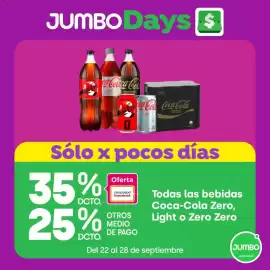 Catálogo Jumbo semana 39 Página 1: 11 JUMBO Days $ Coca-Col ca-Colaca-Col light zero cafeina ZERO AZUCAR 6 Pack Lates 300m)