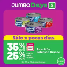 Catálogo Jumbo semana 39 Página 2: 11 JUMBO Days $ ATIIN Robinson Crusoe Lo LON con Aceit 100% Ex inson ATUN usoe LOMIT en