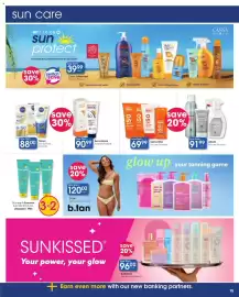 Clicks catalogue Page 15: EverySun Suncare Products €2,00, B.tan Self-Tanning Products €120,00