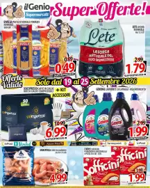 Volantino Il Genio Supermercato settimana 38 Pagina 1: Sofficini Findus pomodoro e mozzarella €1,99