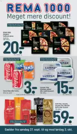 REMA 1000 tilbudsavis uge 40 Side 1: Coca-Cola eller Fanta €3,00, Lurpak smør, smørbar, pisket eller plantebaseret €15,00