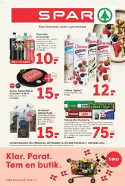 SPAR tilbudsavis uge 39 Side 1: Gestus Hakket Grisekød €15,00, Tuborg eller Carlsberg €75,00