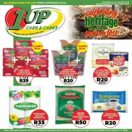 1UP catalogue Page 8: La Italiana or Dairy King Sweetened Condensed Milk €20,00, BIMRIE WHITE FRAGRANT RICE €50,00