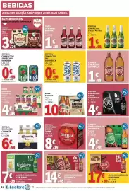 Folheto E.Leclerc semana 39 Página 24: Cerveja com álcool sky super bock €0,58, Sagres mista €3,74