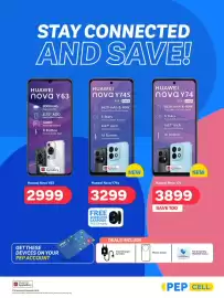 PEP catalogue Page 15: Huawei Nova Y74s 8GB + 128GB €3.299,00, Huawei Nova Y63 €2.999,00