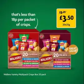 Morrisons leaflet Page 5: Walkers variety multipack crisps box €3,50