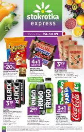 Stokrotka Express gazetka tydzień 39 Strona 1: Napój Frugo €2,89, Mus jabłkowo-brzoskwiniowy Owolovo €3,99