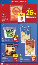 ALDI folder week 40 Pagina 10: Milsani Gerookte Kaasplakken €2,99, Molenland Goudse Geraspte Kaas 48+ Jong Belegen €1,99