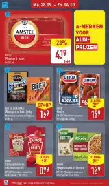 ALDI folder week 40 Pagina 16: Unox Knaks €1,99, Knorr Spaghetteria of Risotto €1,29