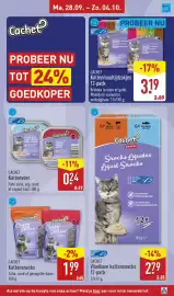 ALDI folder week 40 Pagina 31: Cachet Kattenmaaltijdzakjes €3,19, Cachet Vloeibare kattensnacks €2,79