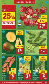 ALDI folder week 40 Pagina 5: Rode Paprika's XXL €2,49, Mini Komkommer €1,59