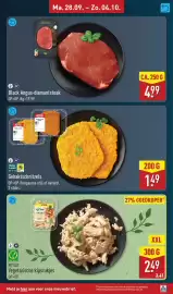 ALDI folder week 40 Pagina 7: My Vay Vegetarische Kipstukjes XXL €2,49, Black Angus-Diamantsteak €4,99