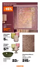 Kwantum folder Pagina 12: Vloerkleed Moura €215,00, Wijnglas Bubble €5,75