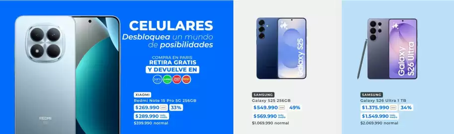 Catálogo Paris Página 6: Samsung - galaxy s26 ultra 1 tb €1.549.990,00, Samsung - galaxy s25 256gb €549.990,00