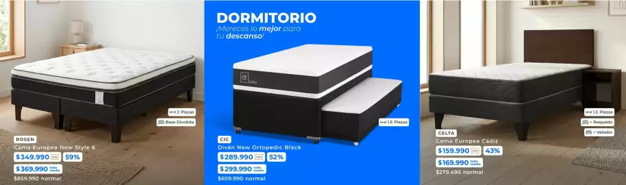 Catálogo Paris Página 8: Celta - cama europea cadiz €159.990,00, Rosen - cama europea new style 6 €349.990,00