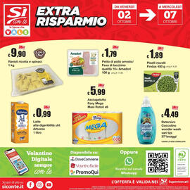 Volantino Sì con te Pagina 20: Asciugatutto Foxy Mega €5,99, Detersivo Coccolino wonder wash €4,49