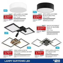Abra gazetka Strona 9: 45AD Lampa Alma 3K AC-AL3KLED €179,99, 45TK Lampa Livo 10985 White M 3xE27 IP54 €229,99