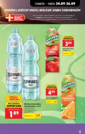Biedronka gazetka tydzień 39 Strona 29: Sok jabłko 100% Tymbark €3,99, Sok pomarańcza 100% Tymbark €4,99