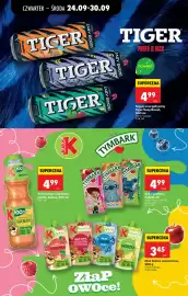Biedronka gazetka tydzień 39 Strona 72: Sok banan-marchew-jabłko Kubuś €4,99, Napój energetyczny Tiger Easy Boost €4,99