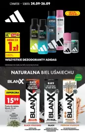 Biedronka gazetka tydzień 39 Strona 78: Dezodorant Adidas €1,00, Pasta do zębów BlanX €15,99