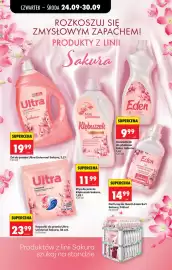 Biedronka gazetka tydzień 39 Strona 79: Płyn do prania Kłębuszek Sakura €11,99, Żel do prania Ultra Universal Sakura €19,99