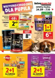 Intermarche gazetka Strona 1: Przekąska dla kotów i psów Happy Snacky €6,00, Mokra karma dla psów Zew Natury €8,99