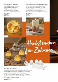 Tchibo Eduscho Flugblatt Seite 10: LED-Glaskugel Blätter €24,99, LED-Echtwachskerze mit Blätter-Print €9,99