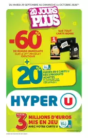 Catalogue Hyper U page 1: DU MARDI 29 SEPTEMBRE AU DIMANCHE 11 OCTOBRE 2026(A) 20 JOURS PLUS 60 DE REMISE IMMÉDIATE SUR LE
