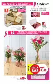 Catalogue U Express page 7: Tomme aux Fleurs €3,79, LE BOUQUET Bouquet vase rose €19,99